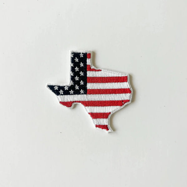 Texas State with American Flag Embroidered Iron On Patch