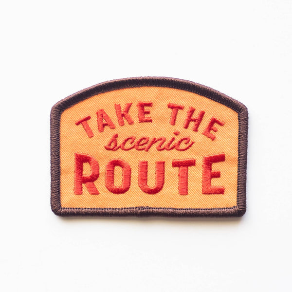 "Take the Scenic Route" Embroidered Iron on Patch