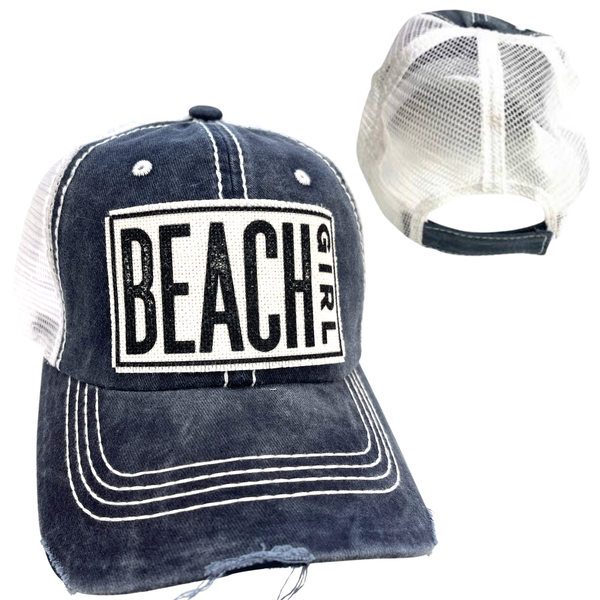 "Beach Girl" Distressed Cap