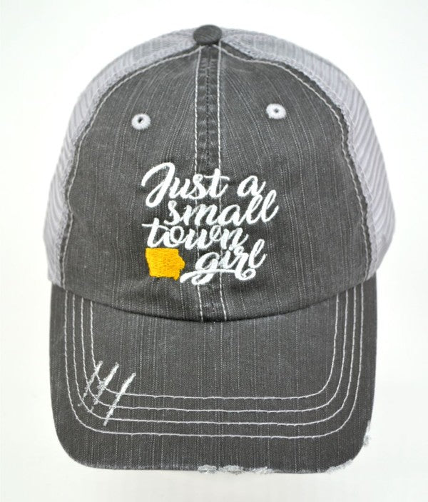 Iowa "Just A Small Town Girl" Embroidered Trucker Cap