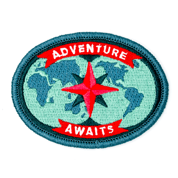 "Adventure Awaits" Embroidered Iron-On Patch