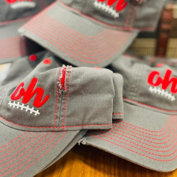 "Ohio " Sports Stitch Grey / Red Trucker Hat