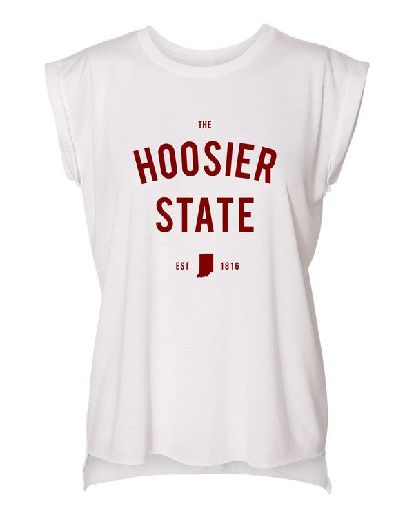 "The Hoosier State" Indiana Graphic Rolled Cuff Tank