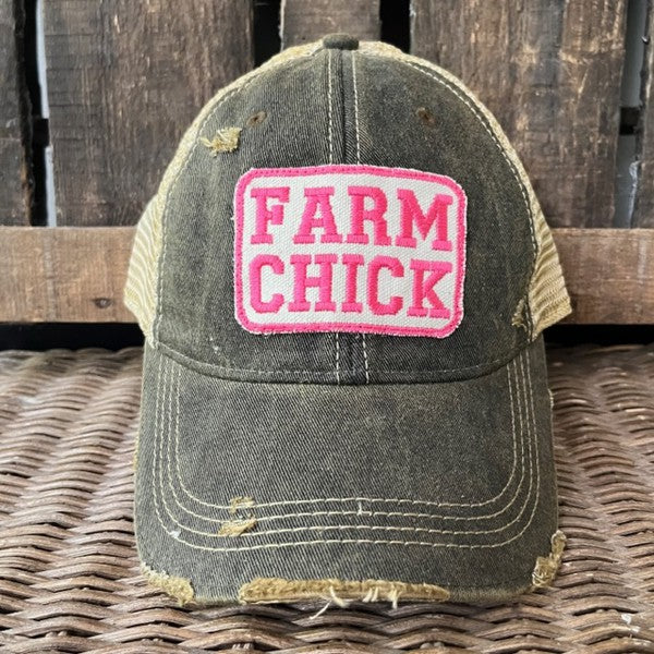 “Farm Chick” Distressed Cap