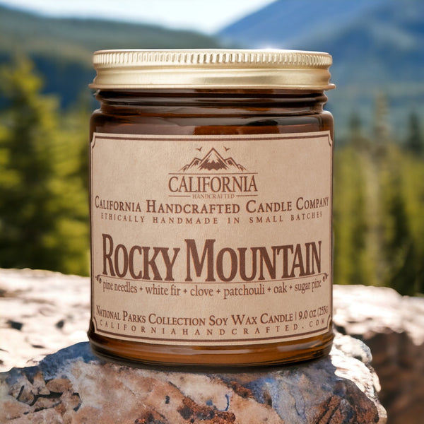 Rocky Mountain All-Natural Soy Wax Artisan Candle - Amber Jar or Travel Tin