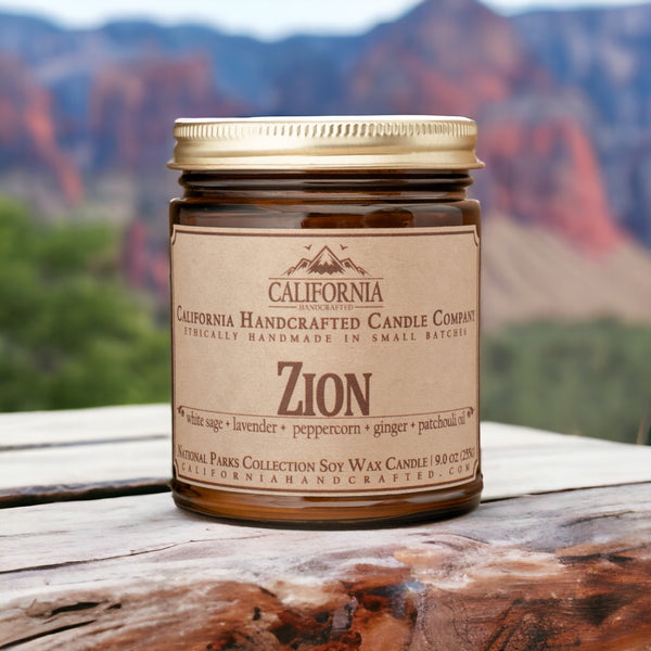 Zion All-Natural Soy Wax Artisan Candle - Amber Jar or Travel Tin
