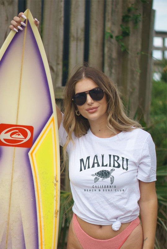 "Malibu California Beach and Surf" Bella Graphic Tee