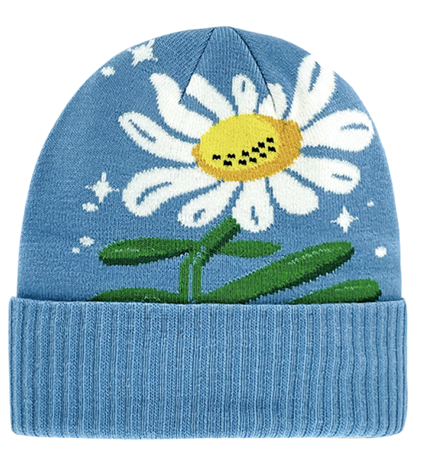 Floral Abstract Blue Beanie