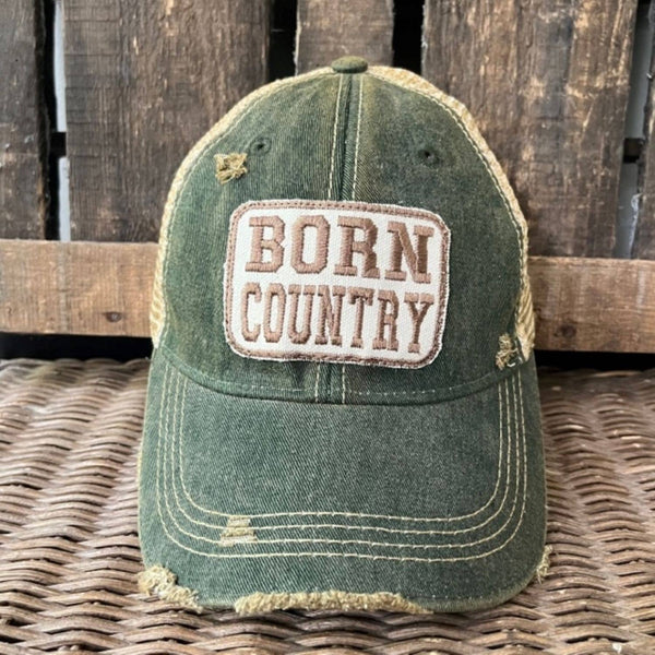 “Born Country” Unisex Distressed Soft Vintage Cap