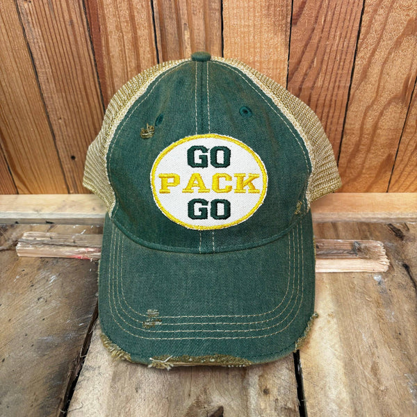 "Go Pack Go" Vintage Distressed Cap