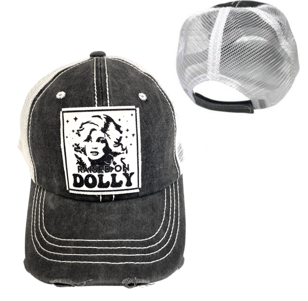 “Raised On Dolly” Distressed Vintage Cap