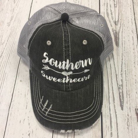 "Southern Sweetheart" Distressed Cap