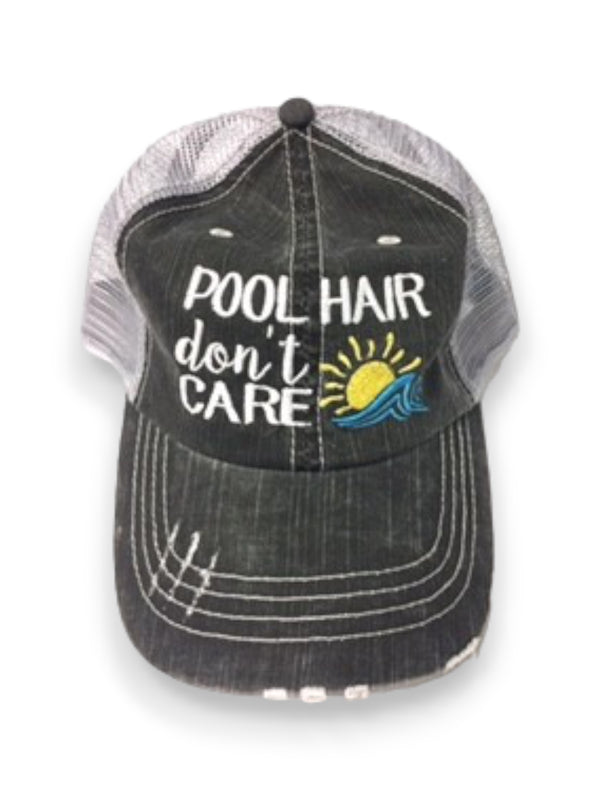 "Pool Hair Dont Care" Embroidered Trucker Hat