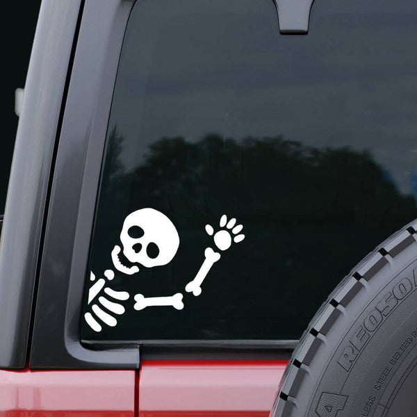 Skeleton Waving Car Window Decal-Great for Halloween!