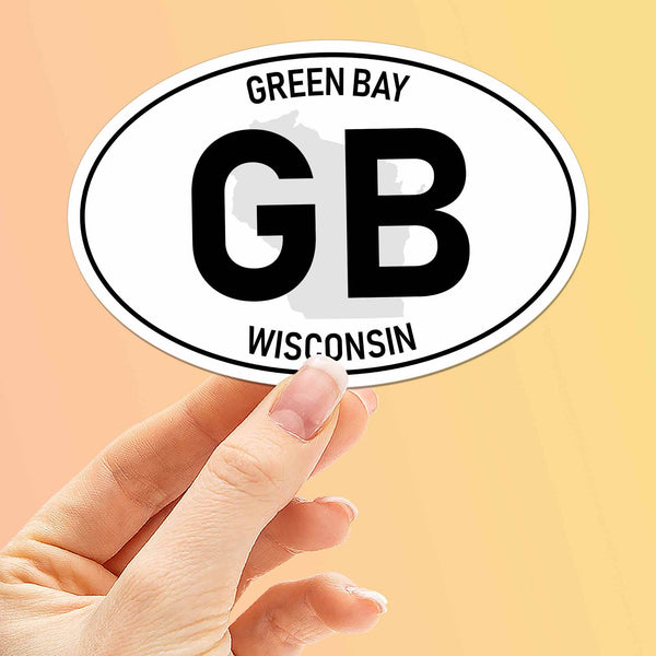 Green Bay Wisconsin "GB" White Oval Sticker