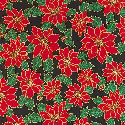 Seasonal, Green Poinsettia, 22" x 22" Christmas Bandana