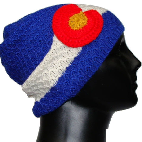 Colorado Flag Beanies Hand Knit 100% Alpaca Artisan Made