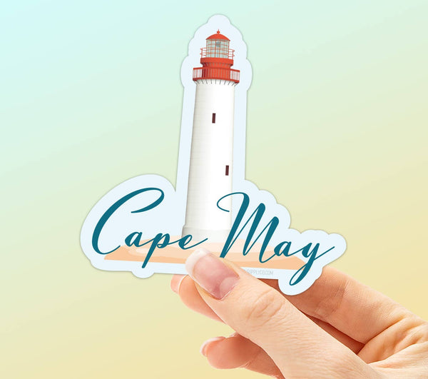 Cape May NJ Sticker with Cape May Lighthouse