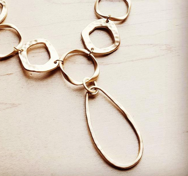 Matt Gold Multi Hoop Necklace 36" (CLEARANCE)