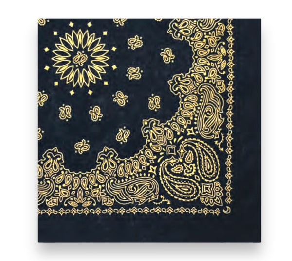 Gold Metallic on Navy Bandana