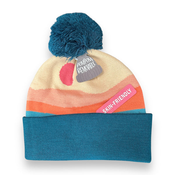 Sunrise Abstract Removable Pom Beanie