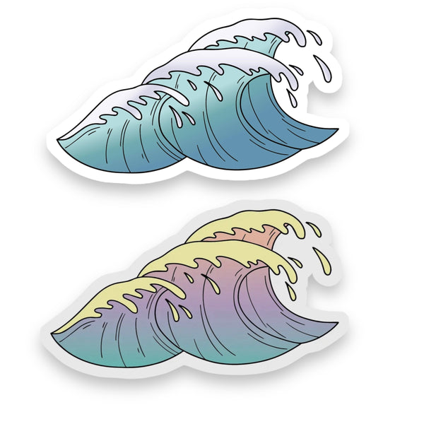 Light Blue Waves Beach Aesthetic Sticker