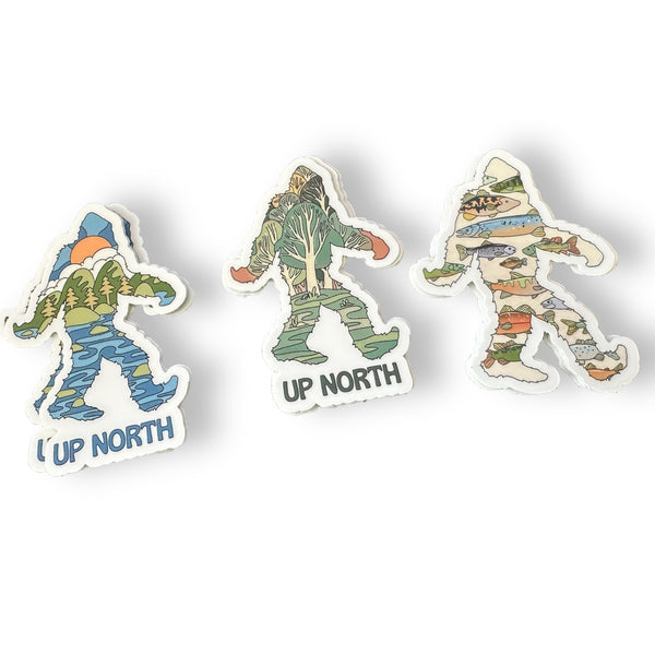 "Up North" and Fishing Bigfoot Stickers