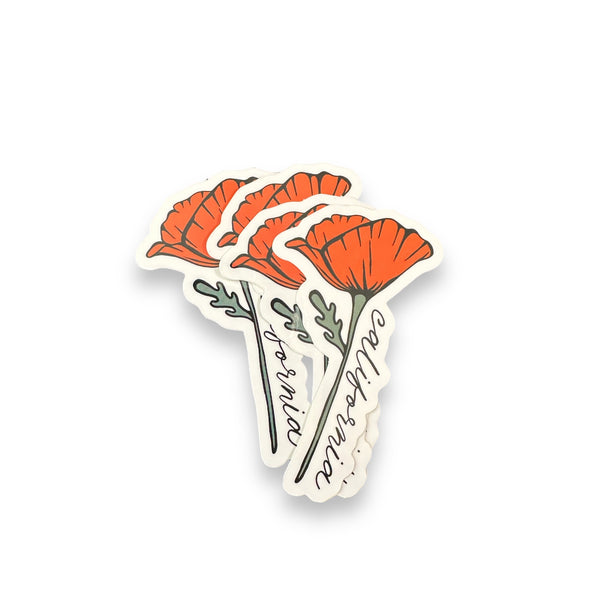 California Golden Blooming Poppy Vinyl Sticker