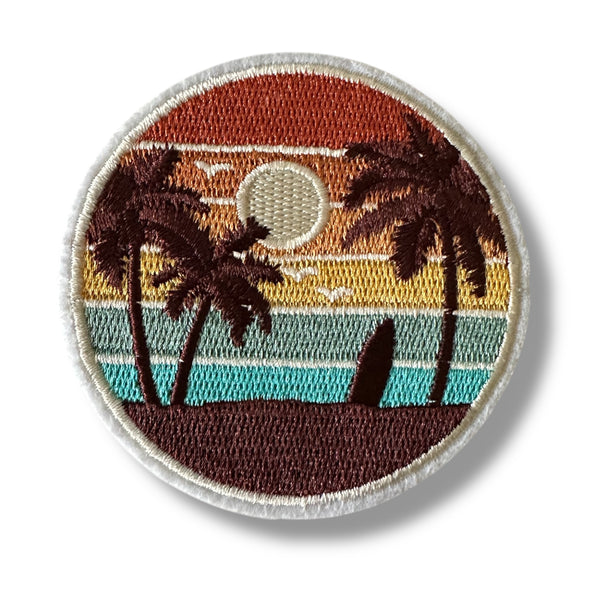 Beach Sunset Surfboard Iron On Patch