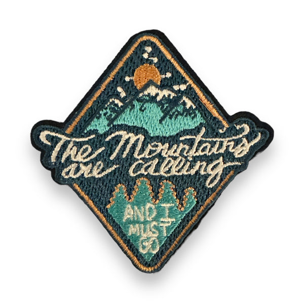 “The Mountains Are Calling” Embroidered Iron On Patch