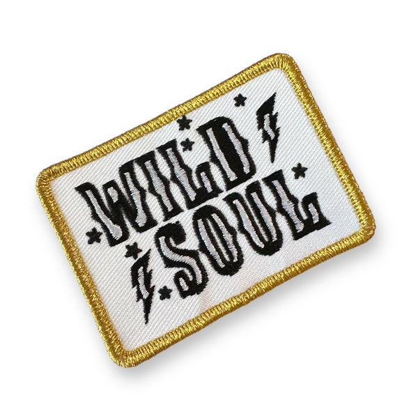 Wild Soul Iron On Patch with Metallic Gold Border