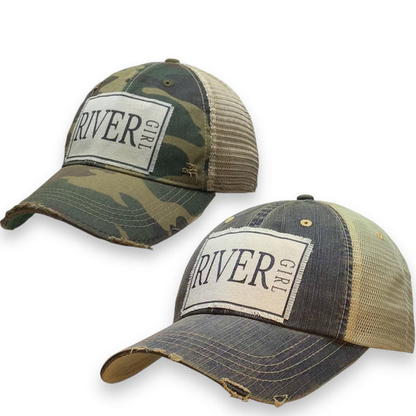 “River Girl” Distressed Trucker Cap