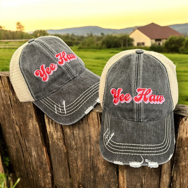 “Yee Haw” Distressed Unisex Cap (CLEARANCE)