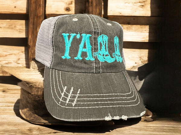 “Y’ALL” Distressed Cap