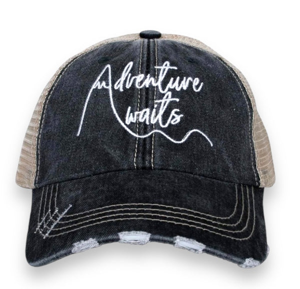 “Adventure Awaits” Embroidered Script Cap