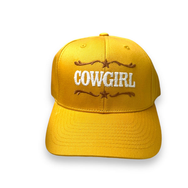 “Cowgirl” Embroidered Cap with Aztec Print (Yellow or Black)