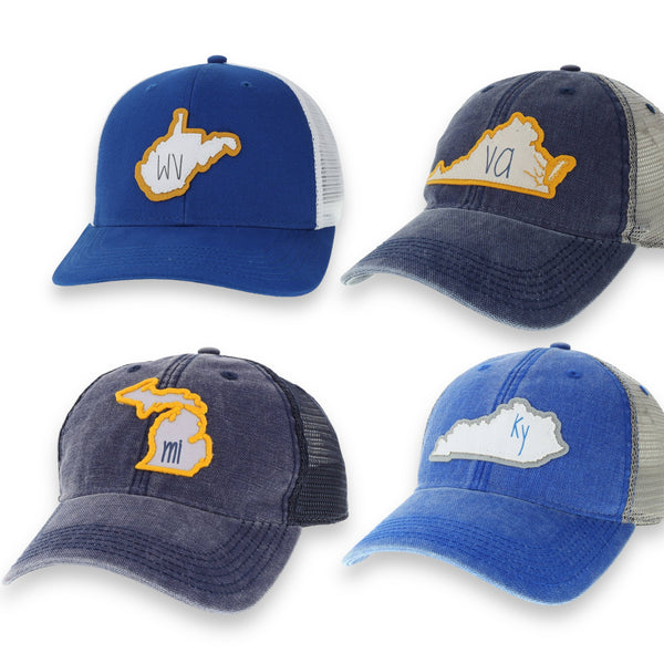 Michigan/Virginia/Kentucky/West Virgini Trucker Hats (Choose Your State)