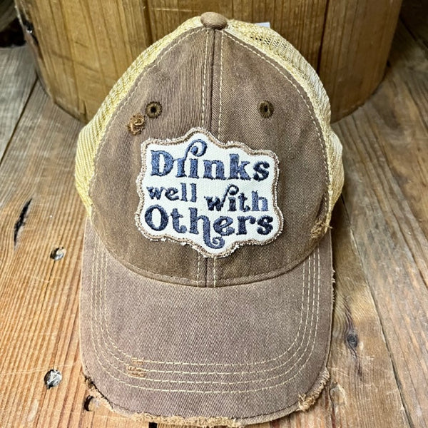 "Drinks Well With Others" Distressed Cap