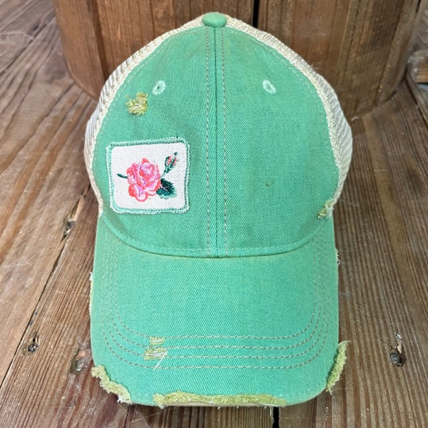 Rose on Mint Hat