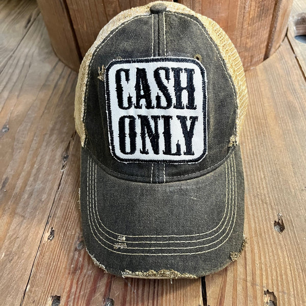 “Cash Only” Unisex Distressed Cap