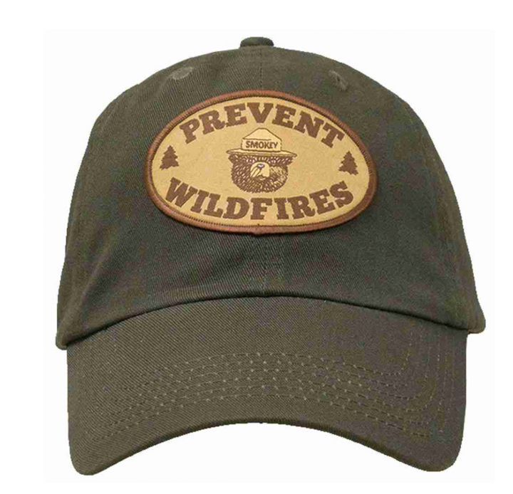 Olive Smokey Bear Prevent Wildfires patch Cap