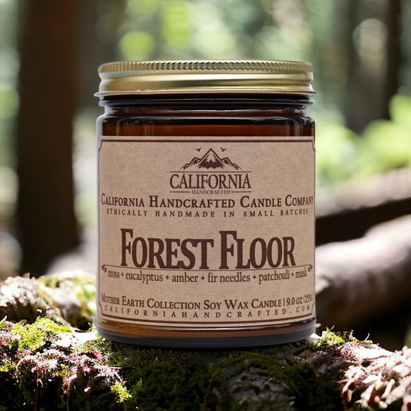 Forest Floor All-Natural Soy Wax Artisan Candle - Amber Jar or Travel Tin