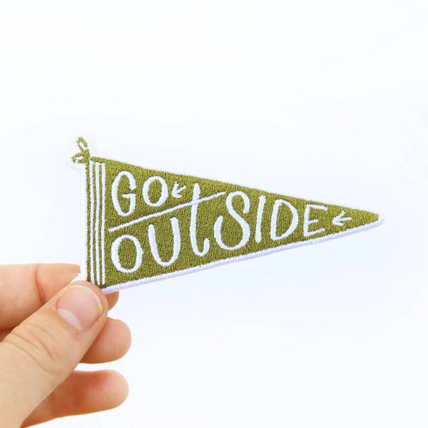 "Go Outside" Banner Embroidered Iron on Patch