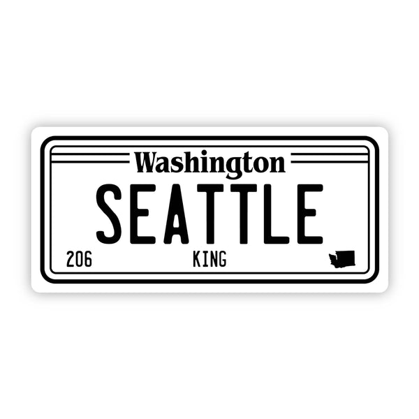 "Seattle Washington 206" License Plate Sticker