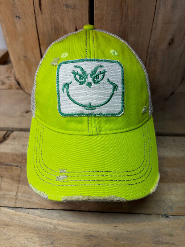 Grinch Distressed Holiday Cap