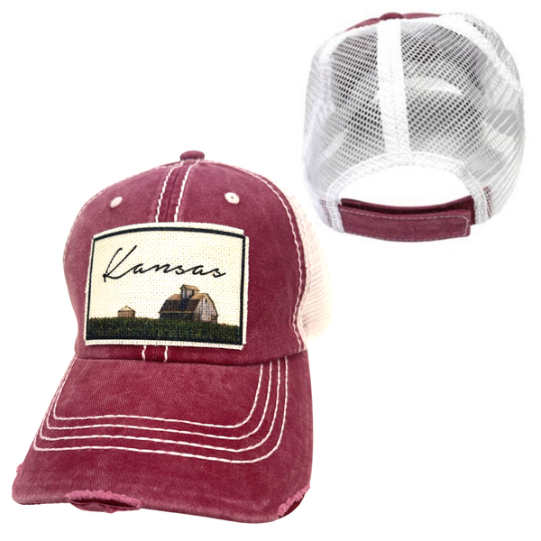 Kansas (Barn) Distressed Cap