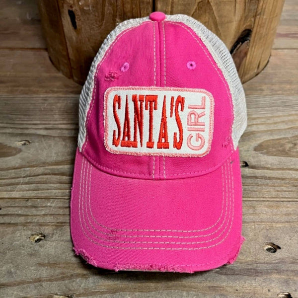 "Santa's Girl"  Distressed Hat