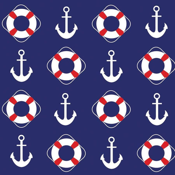 Boating Print with Life Saver & Anchors Oversized Bandana, 22" x 22"