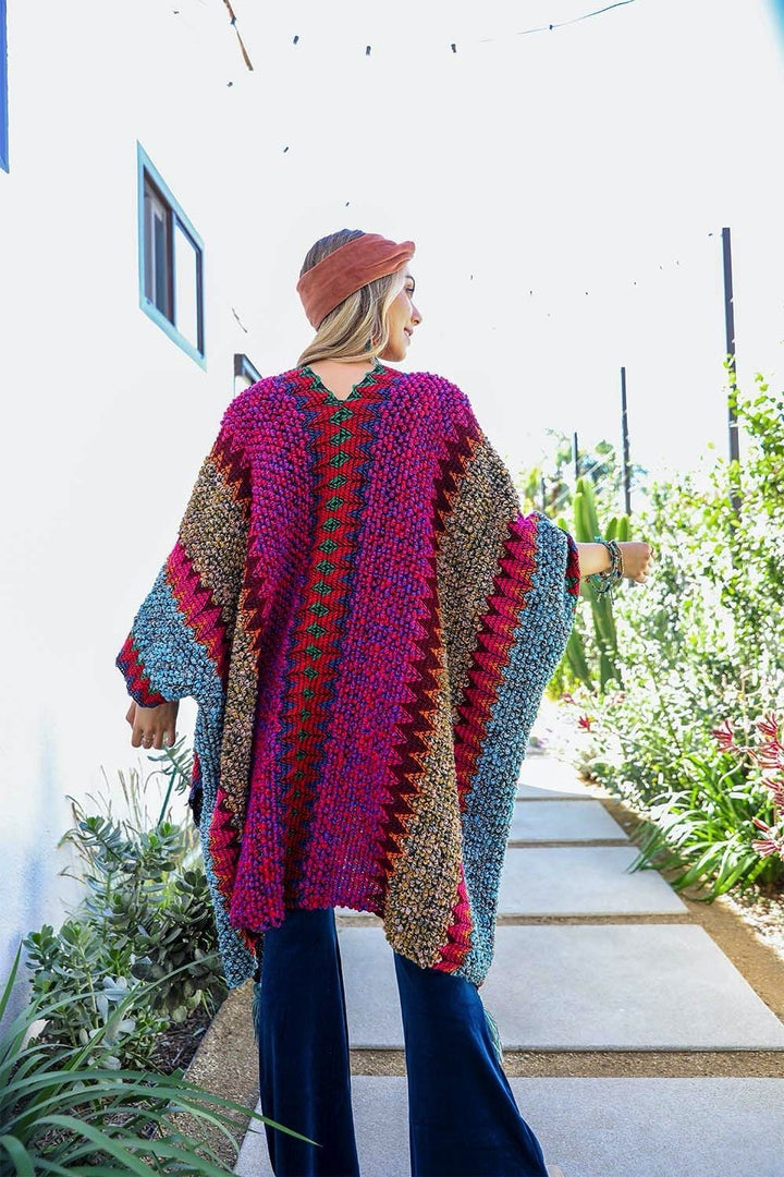 Cuddle Season Crochet Patterned Ruana Ponchos