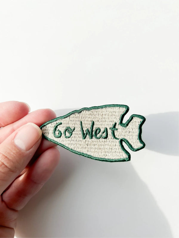 Go West Arrowhead Embroidered Iron On Patch 